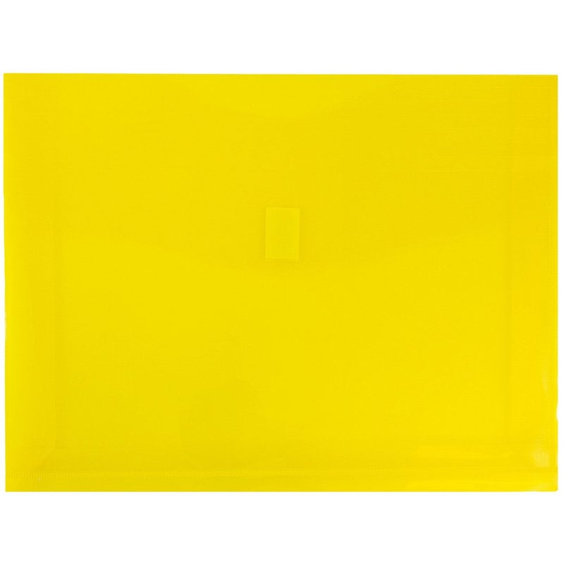 JAM PAPER Plastic Expansion Envelopes with Hook & Loop Closure - Letter Booklet - 9 3/4 x 13 with 2 Inch Expansion - Yellow - 12/Pack - Image 1